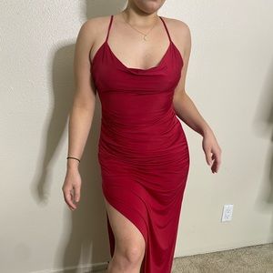High Slit Red Maxi Dress